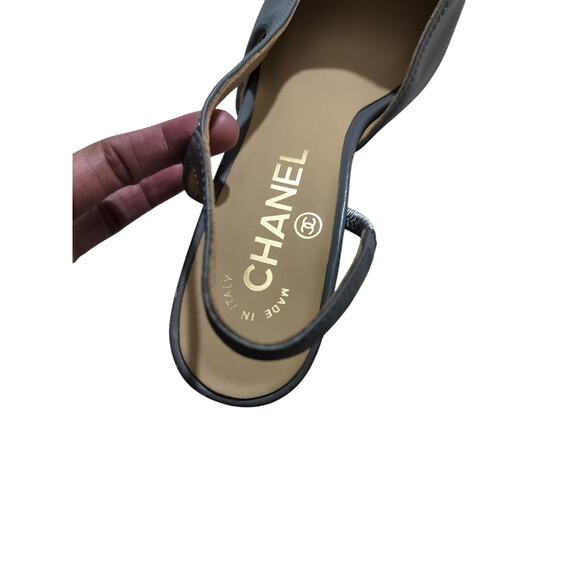Chanel womens two tone slingback heels shoes size 7 - Picture 6 of 13